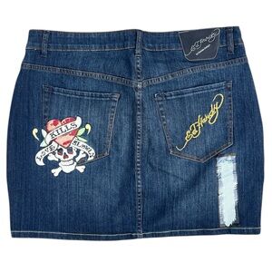 Retail 145.00 Ed Hardy Denim Mini Skirt